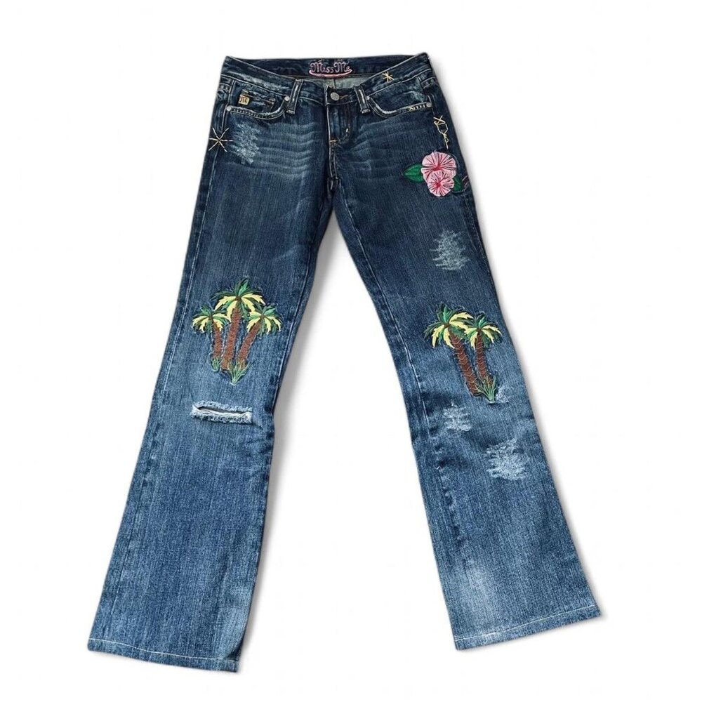 BNWT deadstock Y2K tropical embroidered jeans - Picture 1 of 8